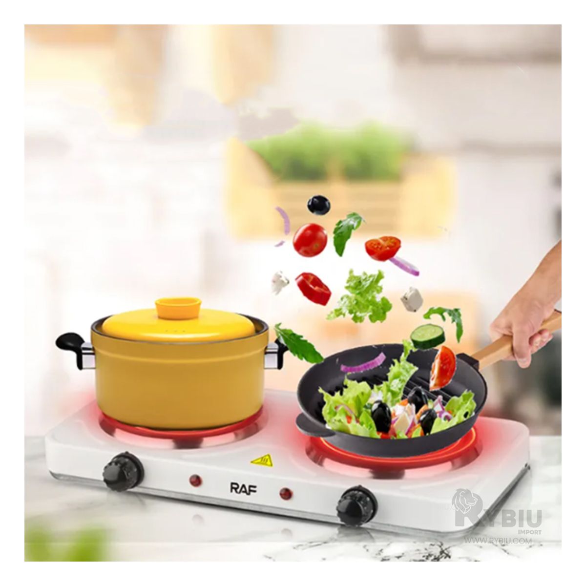 GENERICO - Cocina Electrica para Alimentos de 2 Hornillas en Blanco