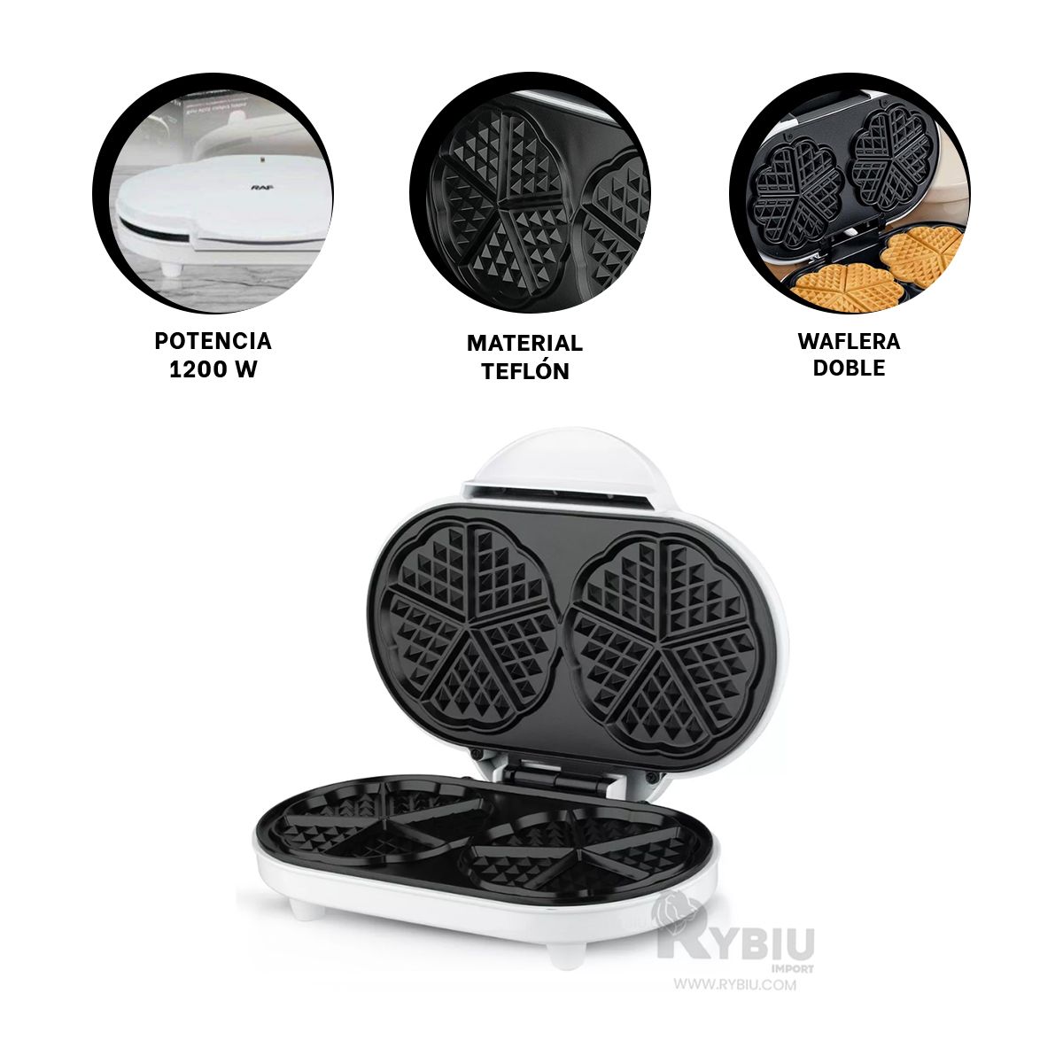 GENERICO - Prensa Doble para Waffles en Blanco Y+Post-it Adhesivos