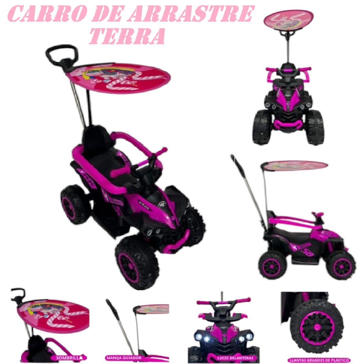 GENERICO - Nuevo Carrito de Arrastre Terra Bluetooth -Rosado