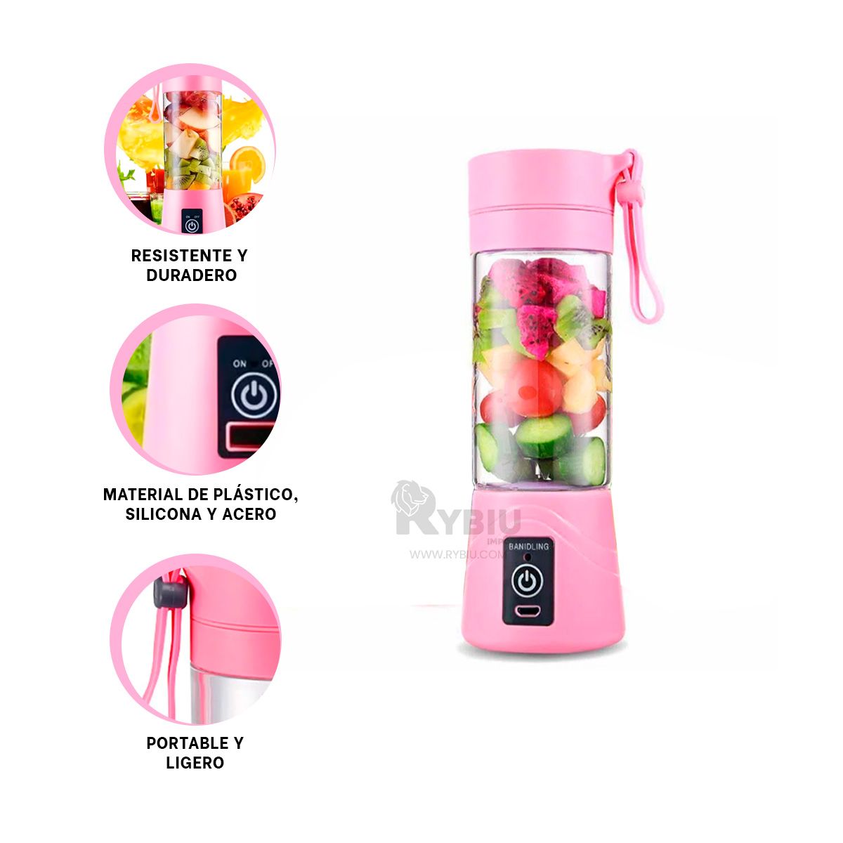 RYBIU IMPORT - Batidora Multiusos de Coloracion Rosado Y+Gift MiniAgenda