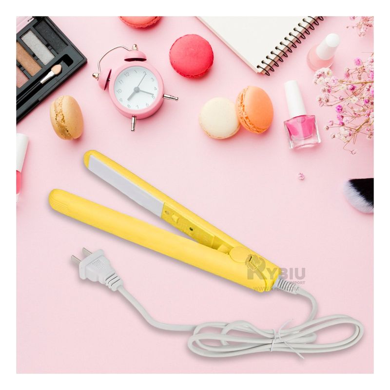 GENERICO - Plancha Portatil Mini de Cabello Amarillo Y+Papel de Regalo