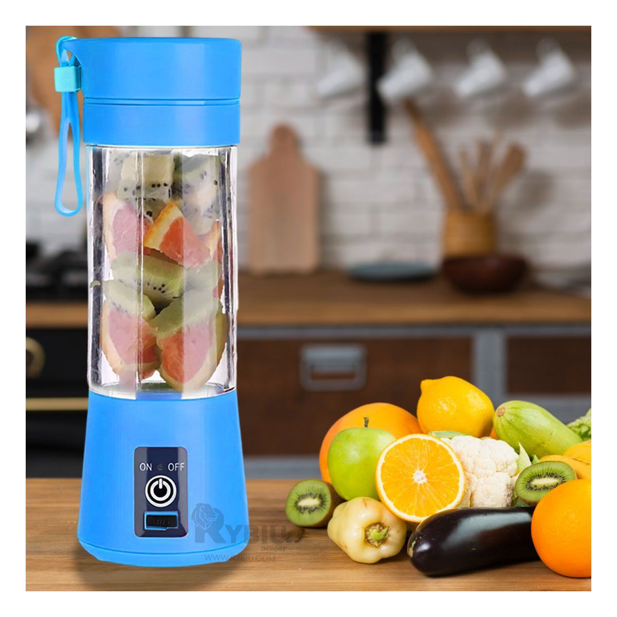 RYBIU IMPORT - Licuadora para Jugos de Color Azul Y+Regalo Stickers