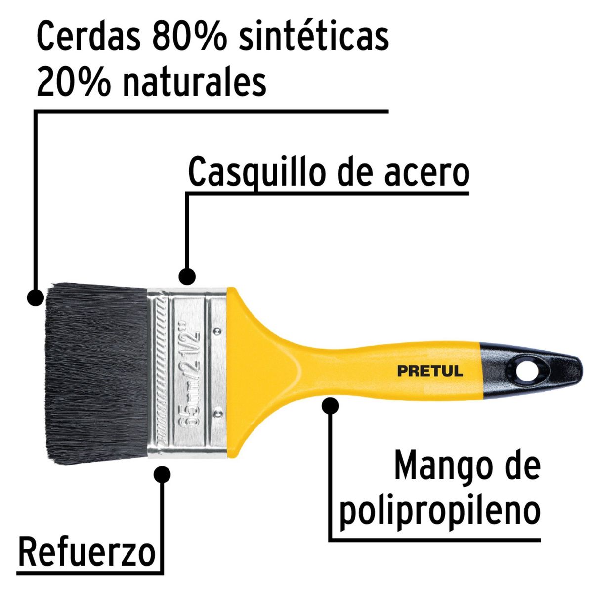 TRUPER - Brocha 3 pulgadas para fino acabado,  Pretul TRUPER