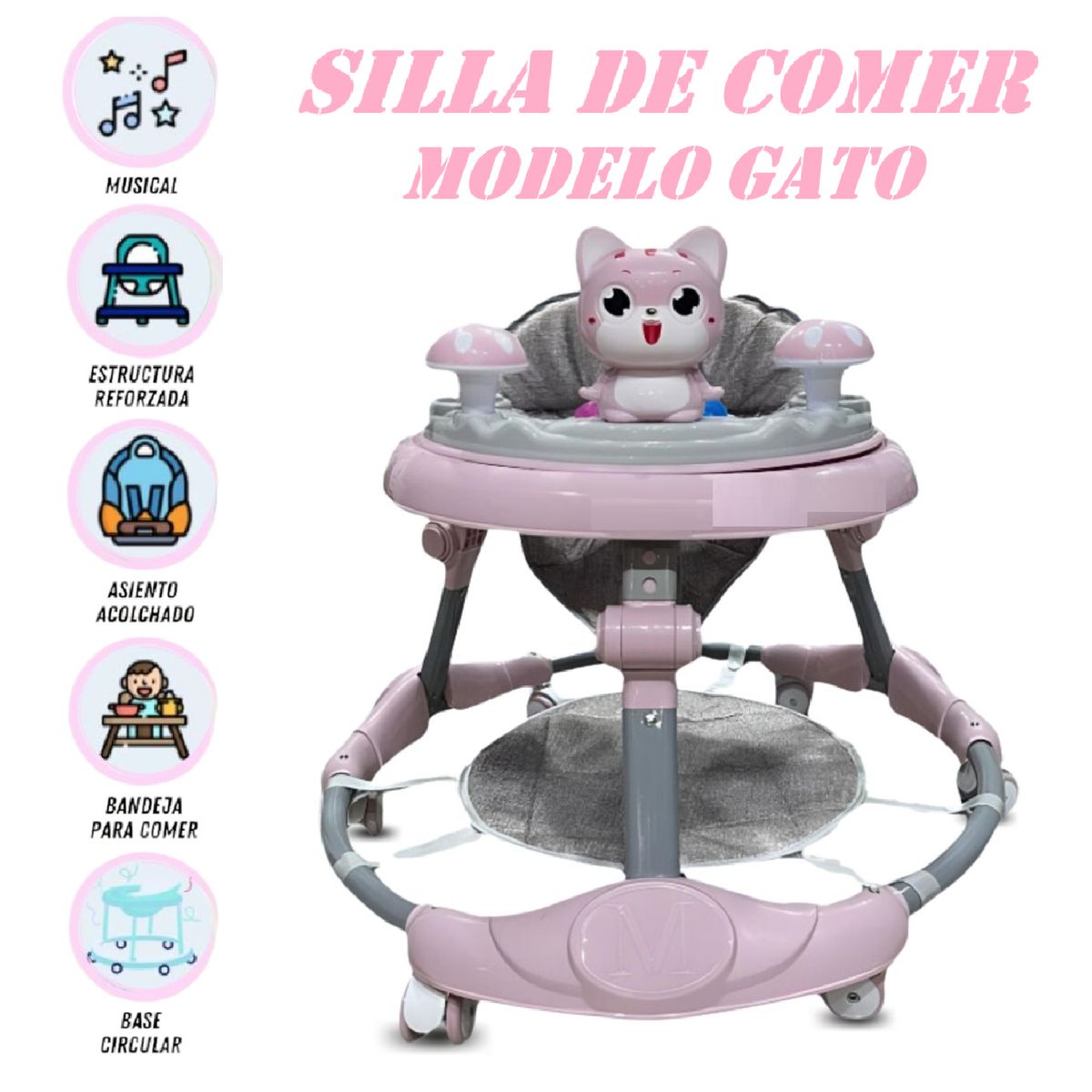 GENERICO - Andador Didactico Musical Plegable Baby love -Rosa