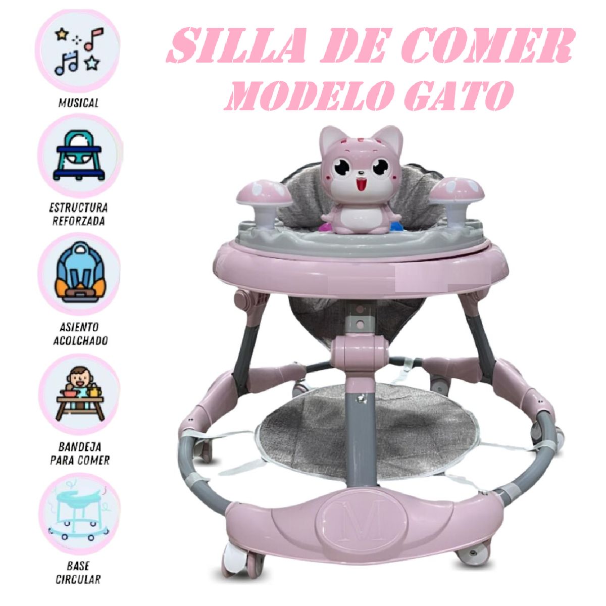 GENERICO - Andador Didactico Musical Plegable Baby love -Rosa