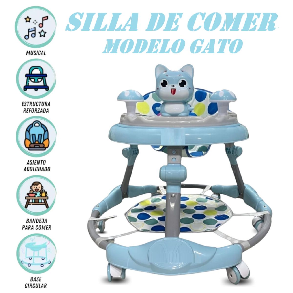 GENERICO - Andador Didactico Musical Plegable Baby love  -Celeste