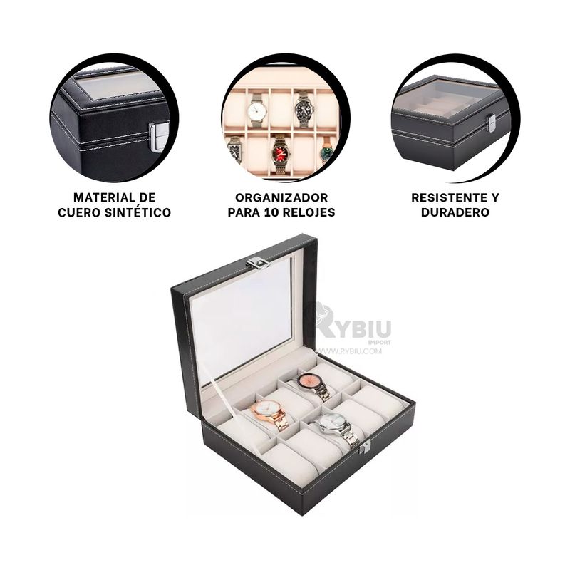 GENERICO - Estuche Versatil para Relojes en Color Negro Y+Gift Stickers