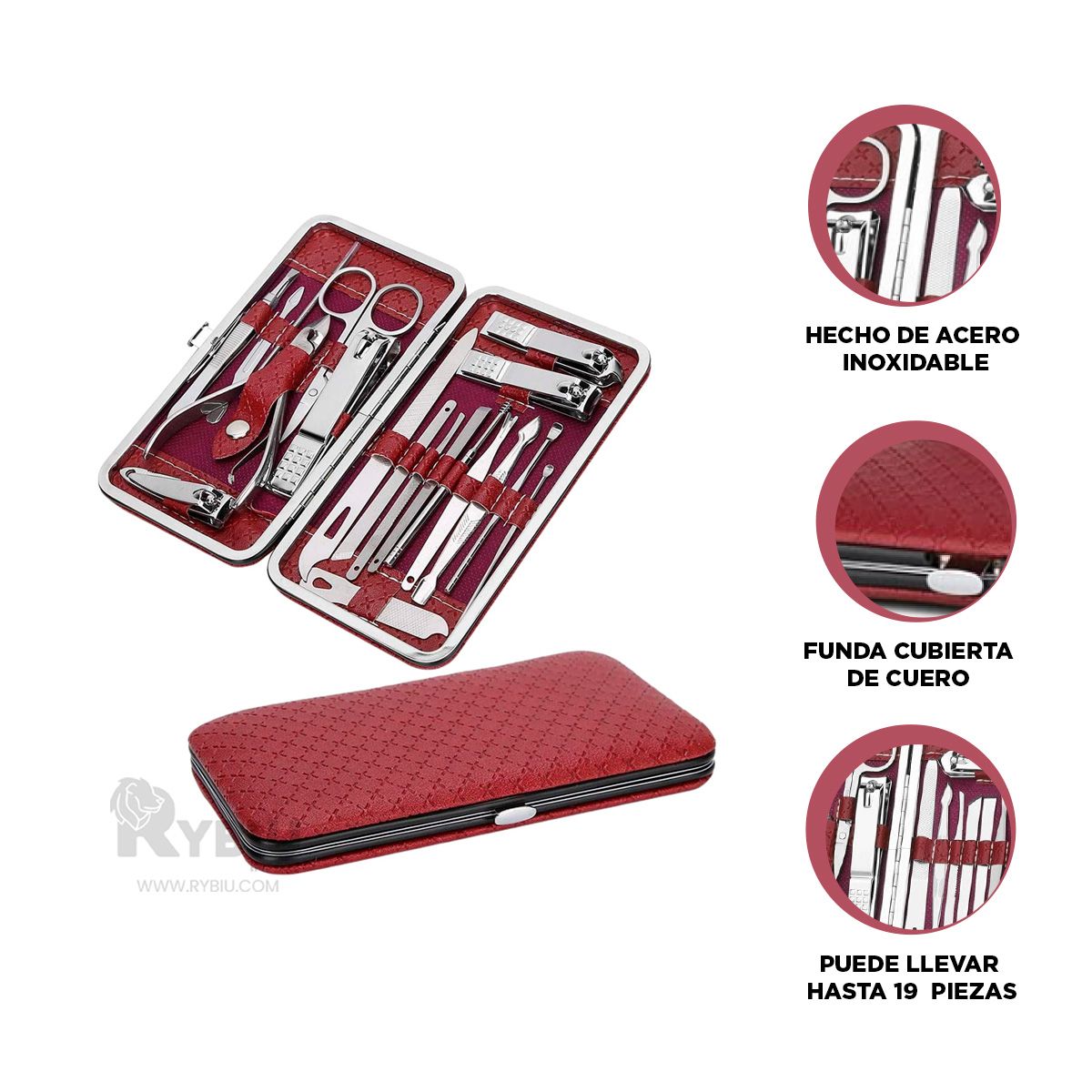 GENERICO - Pack Compacto de Uñas en Color Rojo Y+Banderitas Adhesivas