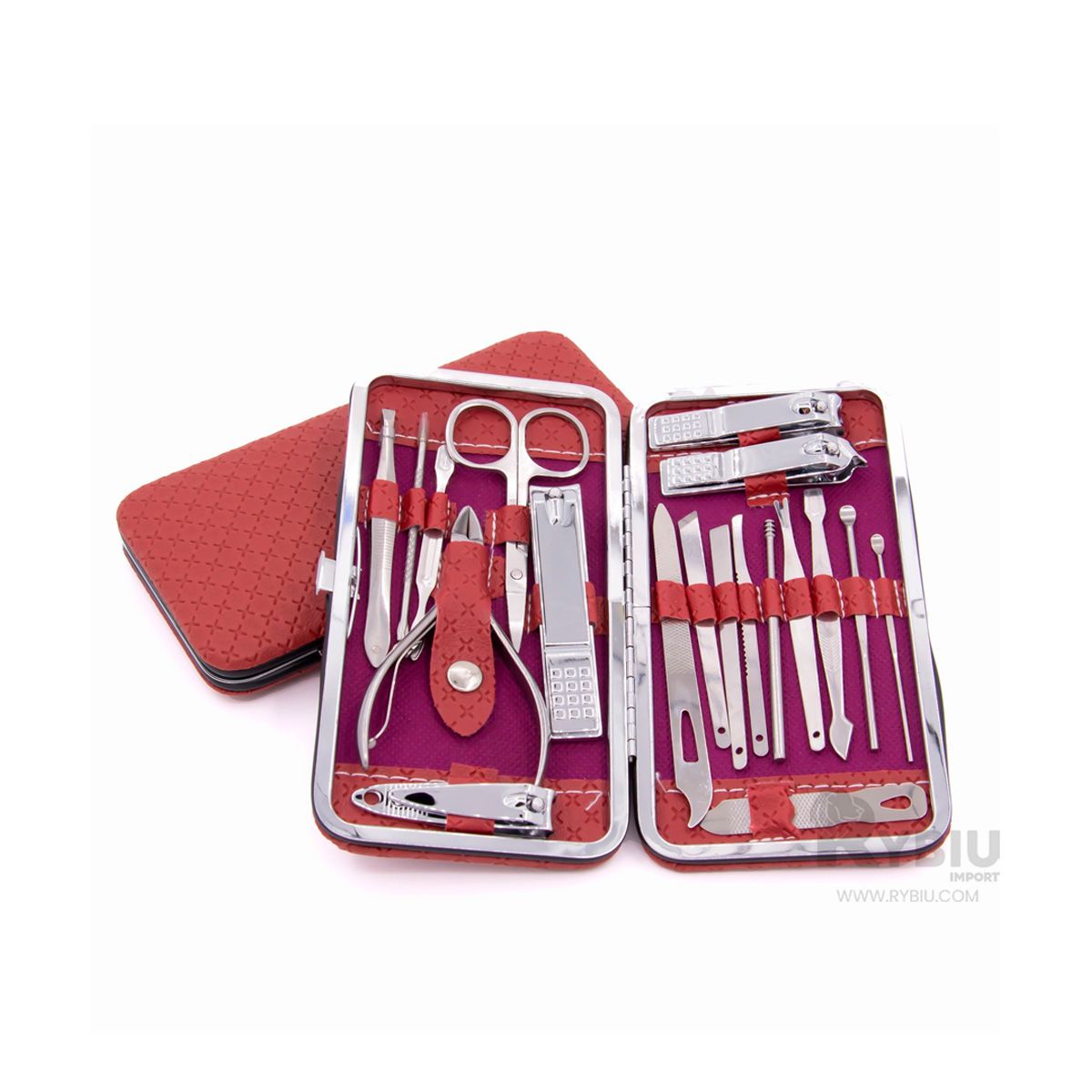 GENERICO - Pack Compacto de Uñas en Color Rojo Y+Banderitas Adhesivas