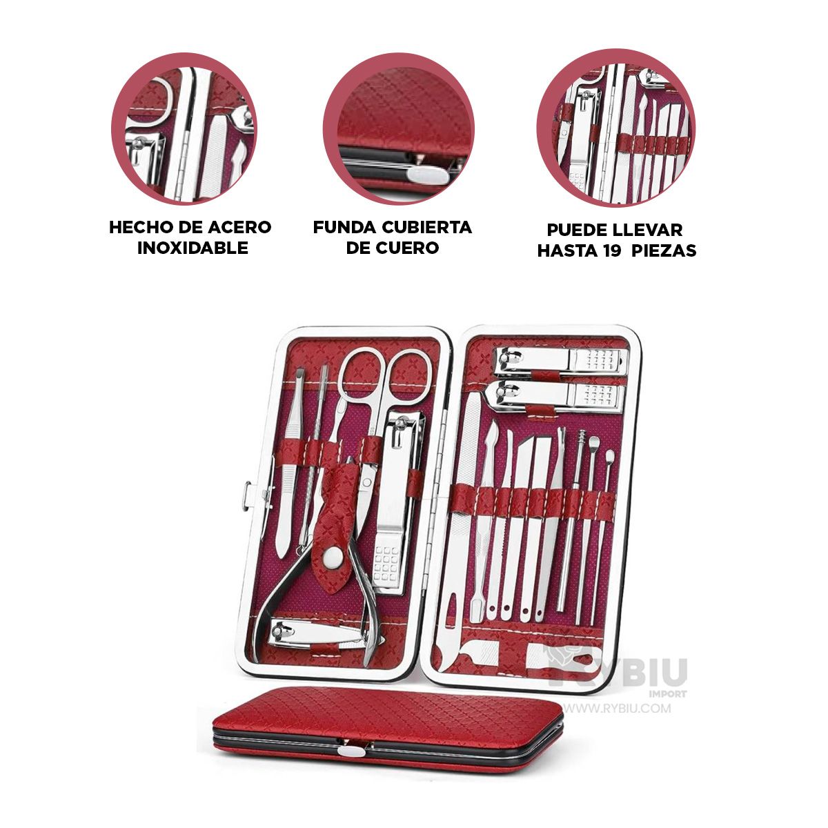 GENERICO - Pack para Uñas Funcional en Tono Rojo Y+Ligas de Regalo