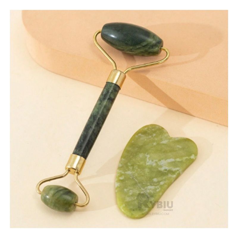 GENERICO - Masajeador Manual de Piedra de Jade Verde Y+Papel de Regalo