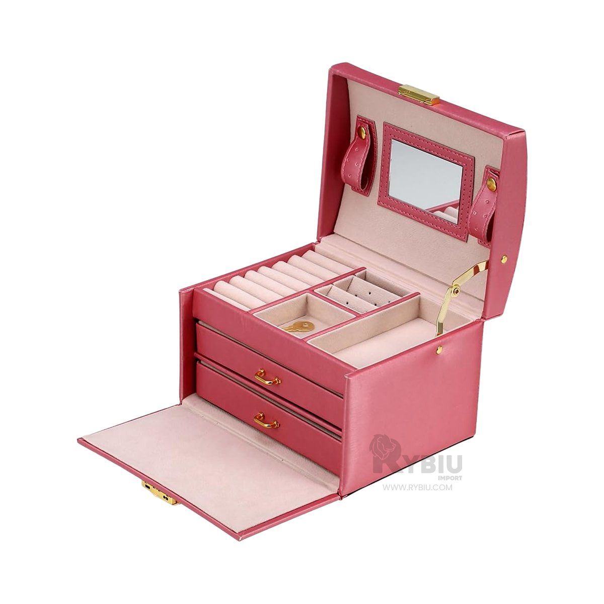 GENERICO - Guardajoyas Clasico de Color Rosado Y+Envoltorio de Regalo