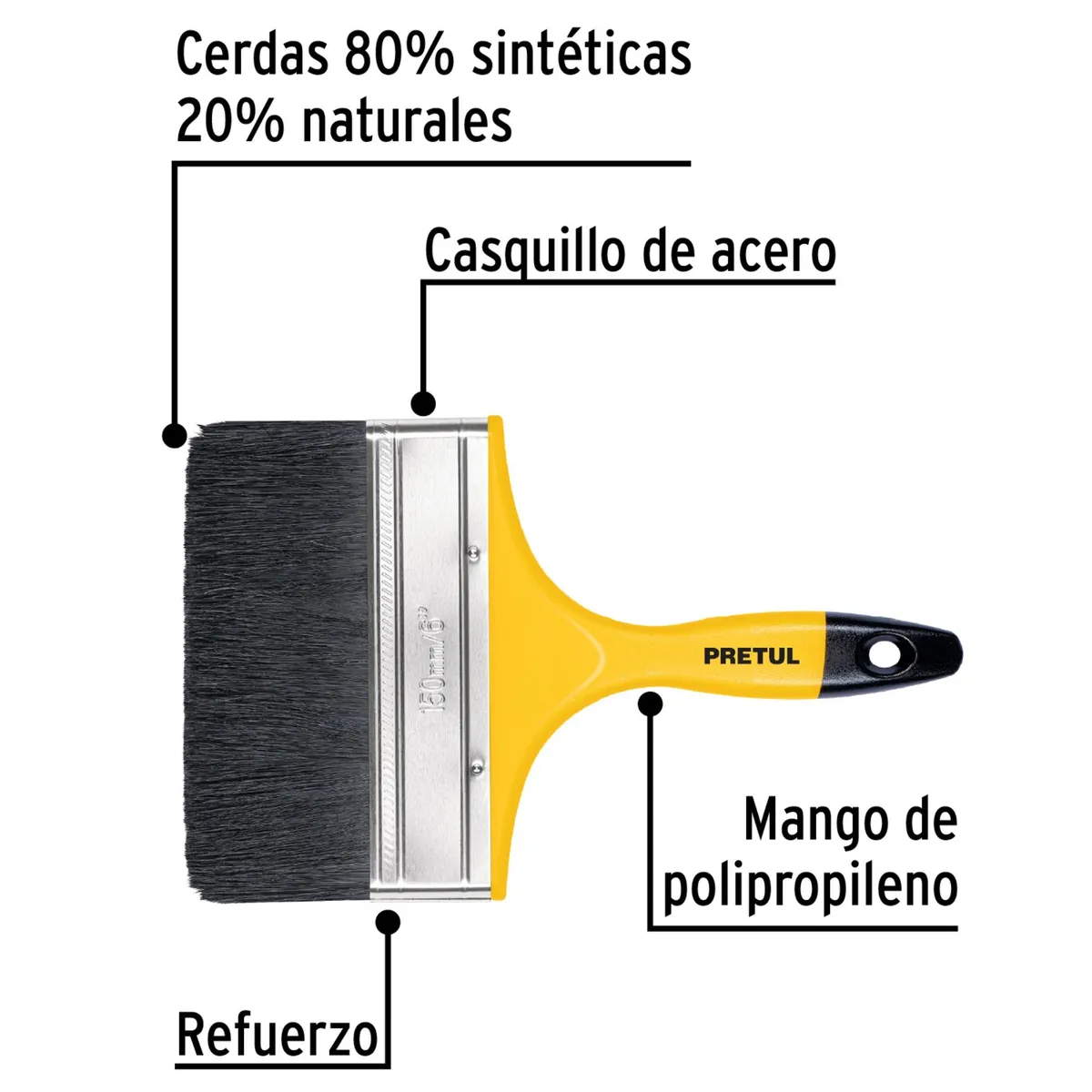 TRUPER - Brocha 6 pulgadas para fino acabado,  Pretul TRUPER