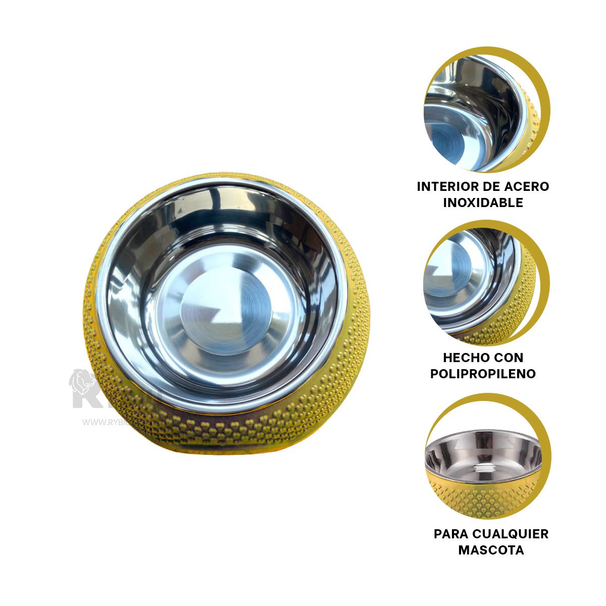 GENERICO - Comedero Elegante para Mascota en Amarillo Y+Gift Stickers