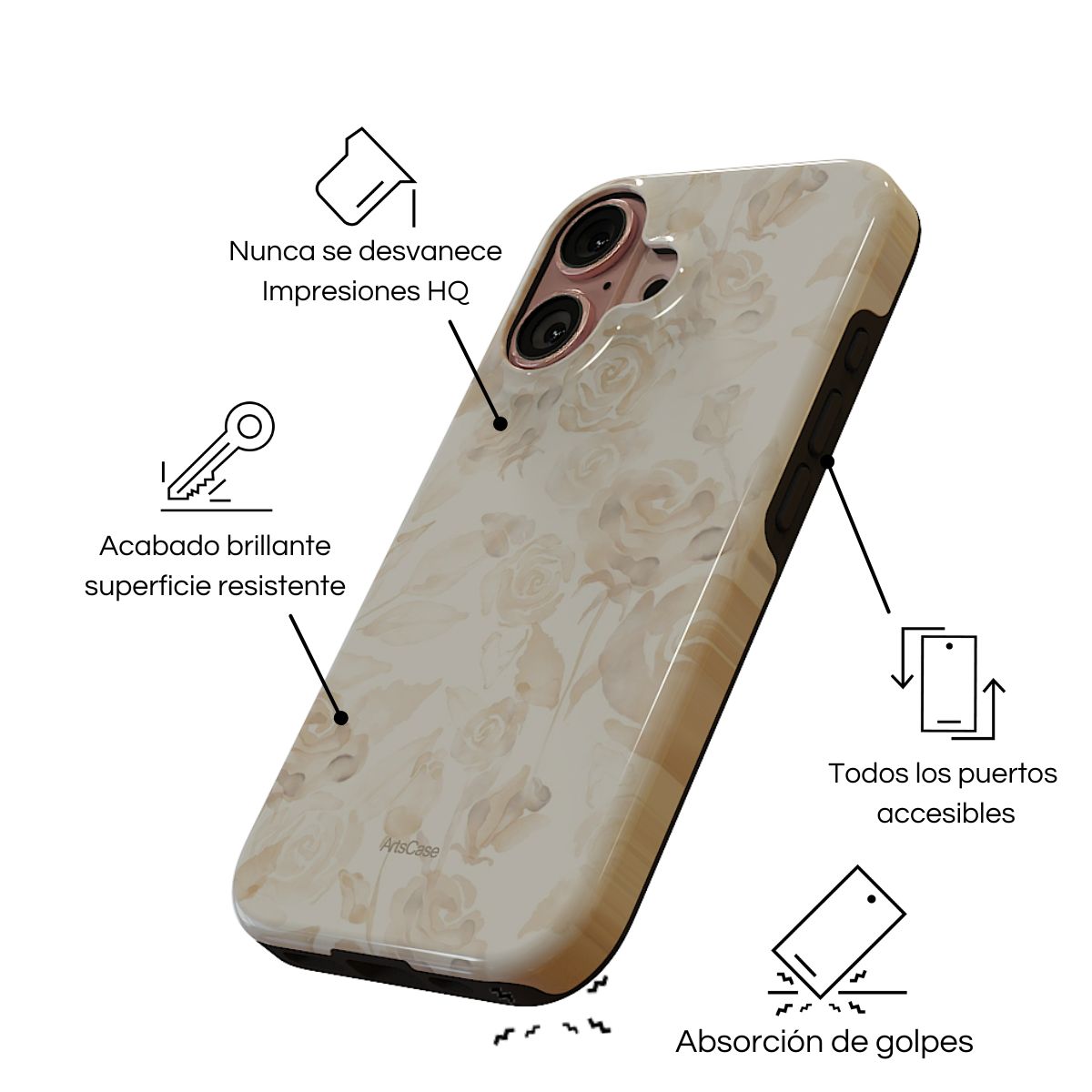 ARTSCASE - Case iphone 13 Beige Flowers ArtsCase