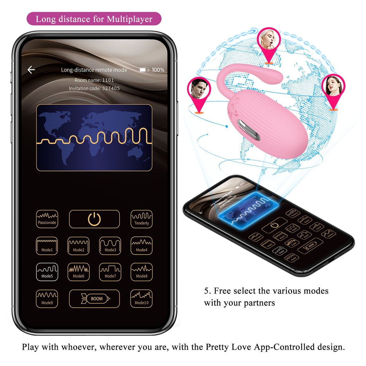 PRETTY LOVE - Vibrador a Distancia Premium Doreen Silicona + App + Electric Shock