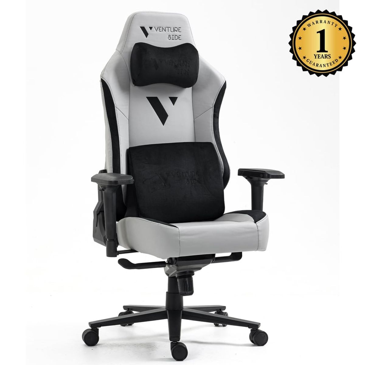 VENTURE SIDE - Silla Gamer Venture Side Prime Ash Gris Cuero Almohadilla Magnetica