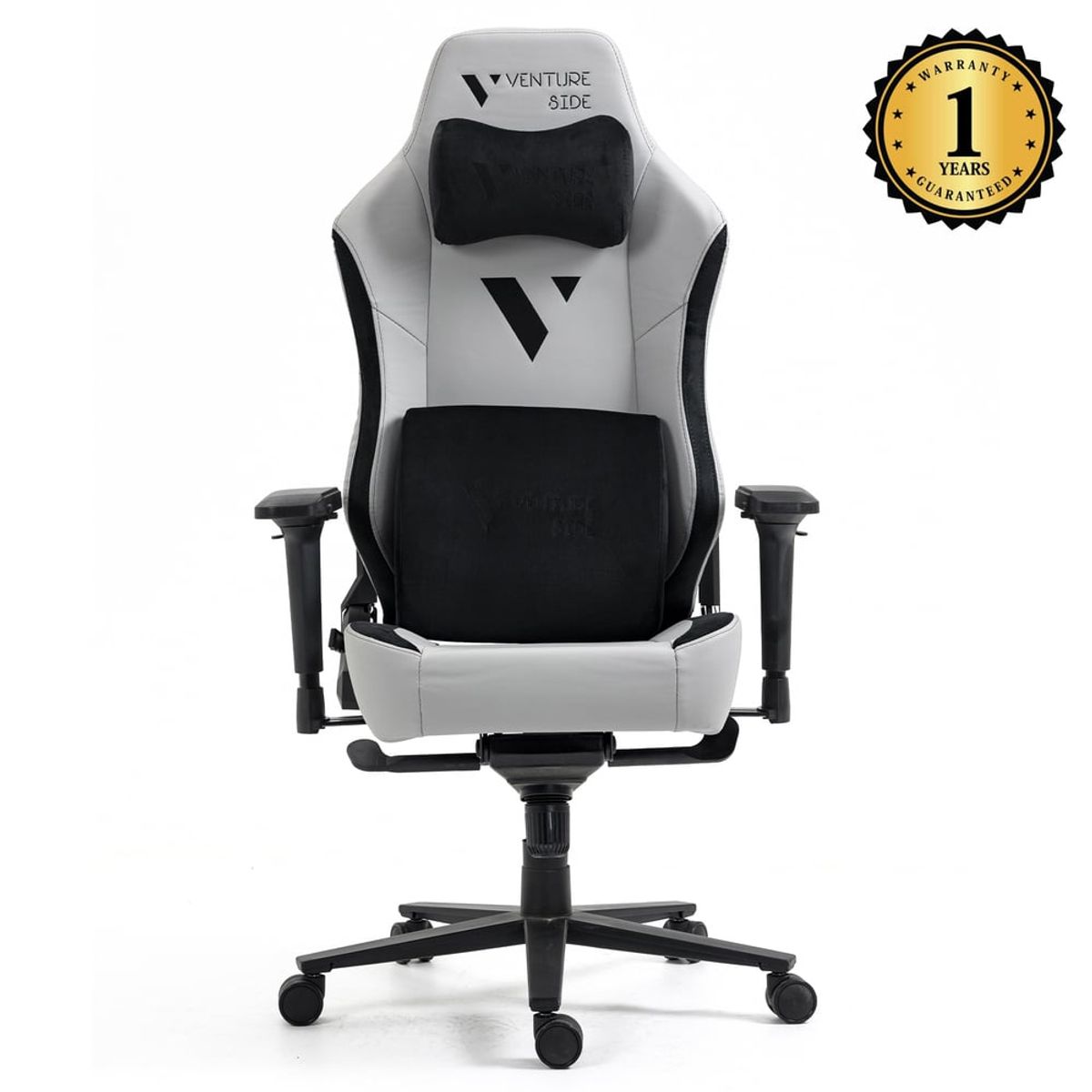 VENTURE SIDE - Silla Gamer Venture Side Prime Ash Gris Cuero Almohadilla Magnetica