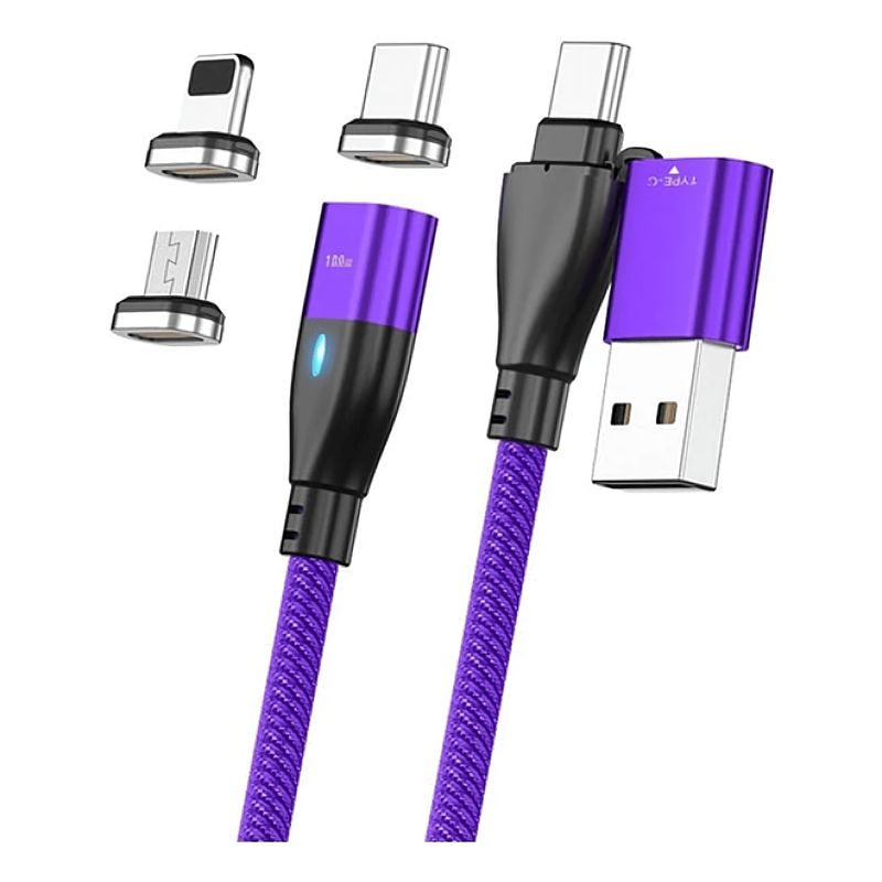 GENERICO - Cable 6 En 1 Pd 100W 1.8 Metros Morado Greenport