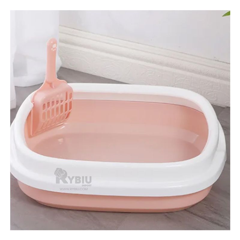 RYBIU IMPORT - Arenero Practico para Pet 40x33x11 Rosado Y+Regalo Stickers