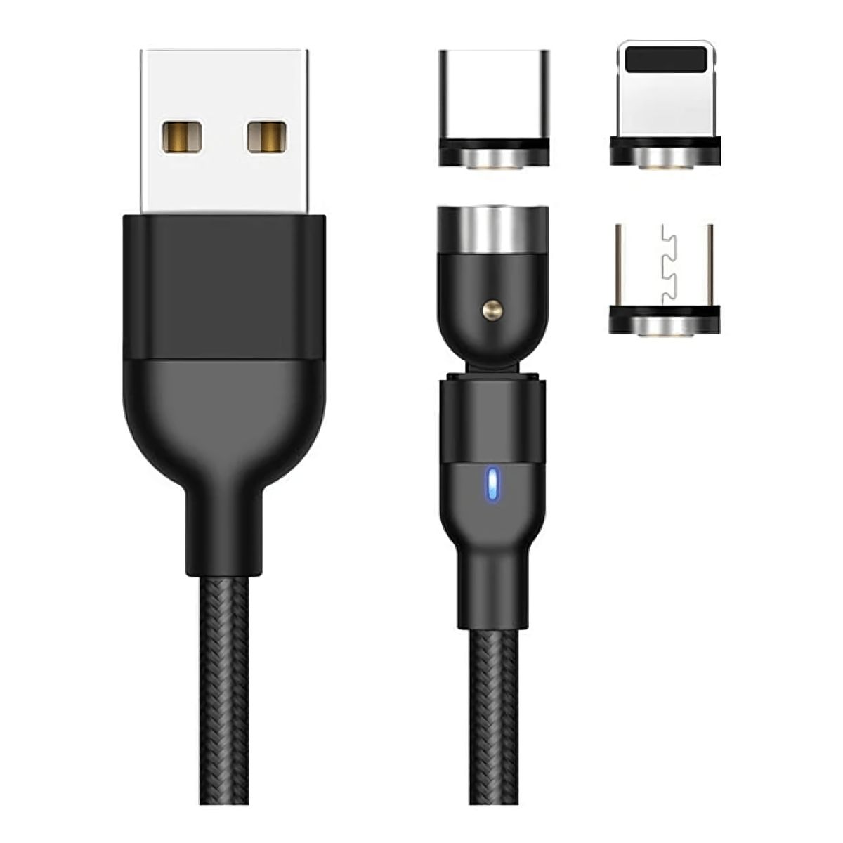 GENERICO - Cable Magnetico 3A Greenport Negro 2 metros