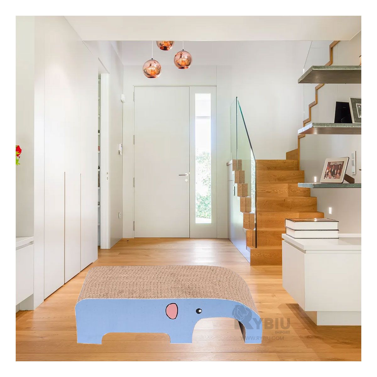 RYBIU IMPORT - Rascador de Carton Resistente en Forma de Elefante Marron