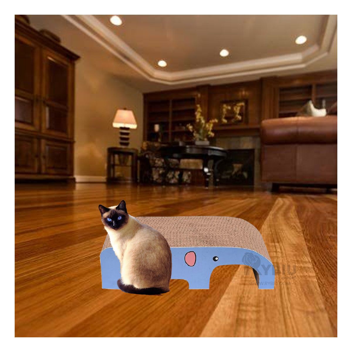 RYBIU IMPORT - Rascador de Carton Resistente en Forma de Elefante Marron