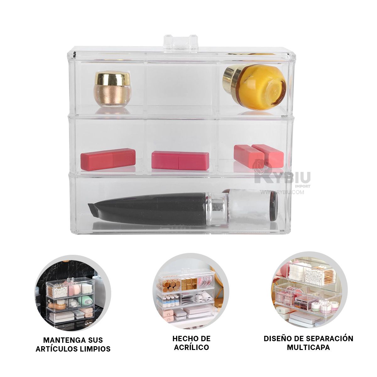 GENERICO - Cofre muy Resistente Transparente Y+Regalo Ligas para Peinar
