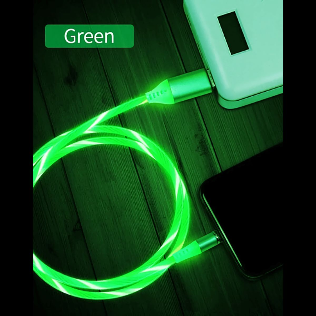 GENERICO - Cable Magnetico Led 2A - 360 Greenport Verde - 1 Metro