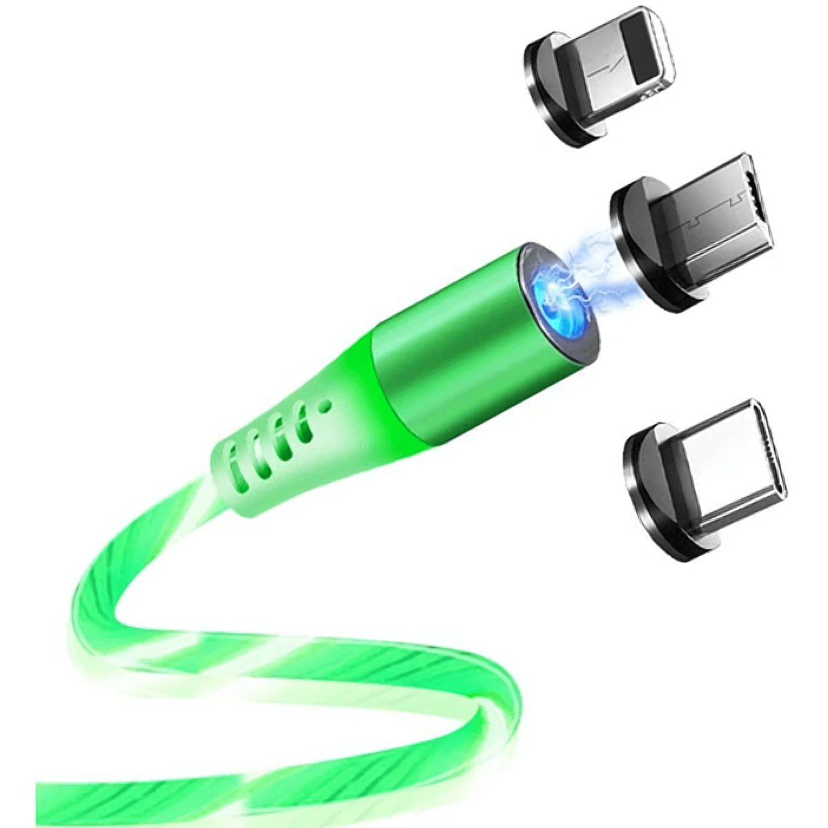GENERICO - Cable Magnetico Led 2A - 360 Greenport Verde - 1 Metro