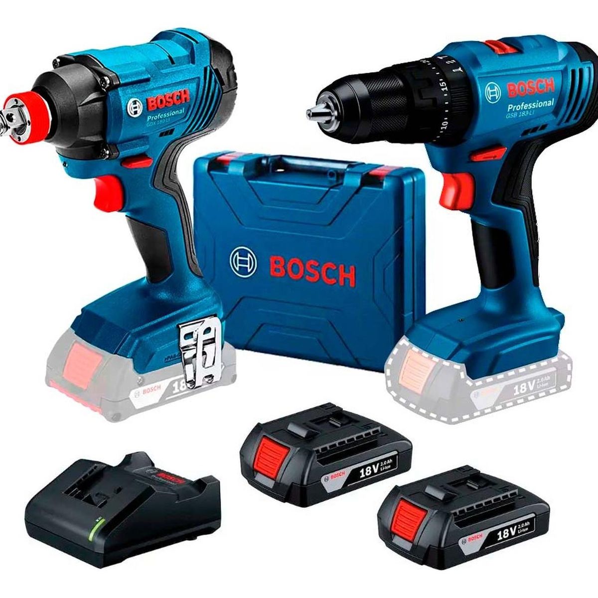 BOSCH - Taladro Percutor GSB 183 + Llave Impacto GDX 180 Bosch