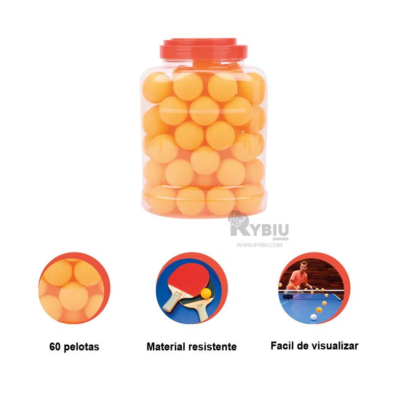 GENERICO - Pelotas de Ping Pong Anaranjadas Y+Regalo Ligas para Peinar