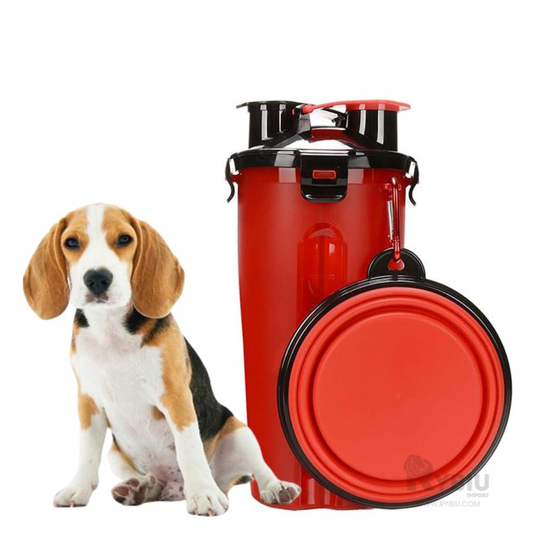 RYBIU IMPORT - Dispensador de Comida para Mascotas en Rojo Y+Gift Stickers