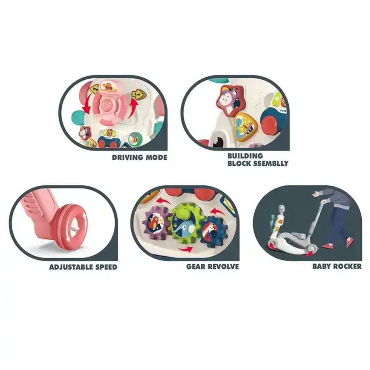 GENERICO - Caminador Musical multifuncional 6 en 1 - AZUL