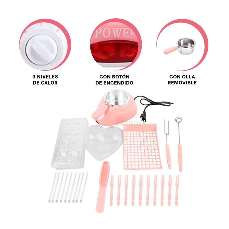 RYBIU IMPORT - Cazuela para Fondue de Chocolate en Rosado Y+Regalo Agendita