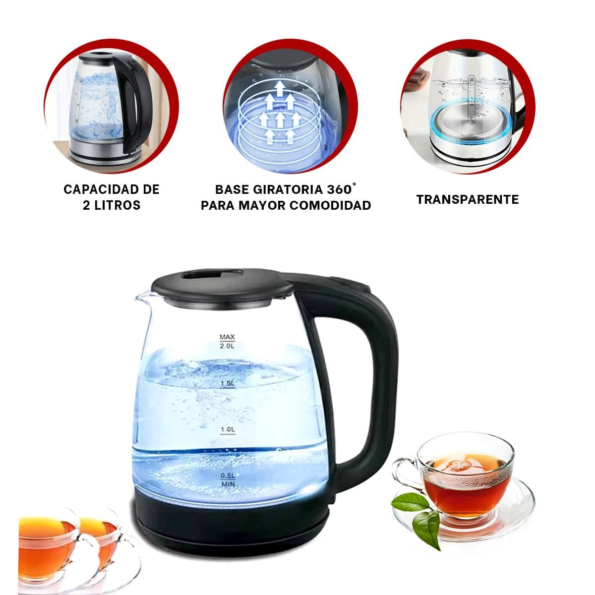 GENERICO - Calentador de Agua Fino Transparente Y+Banderitas Adhesivas.