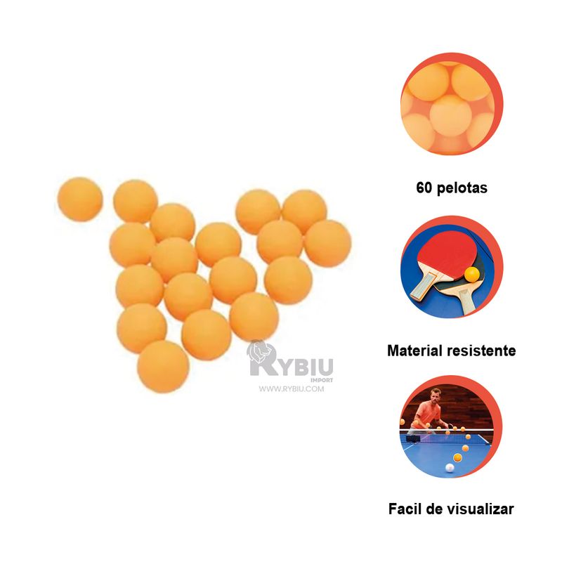 GENERICO - Pelotas para Ping Pong en Tono Anaranjado Y+Ligas de Regalo