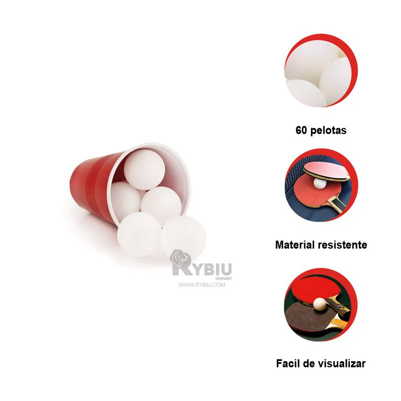 GENERICO - Pelotas pra Ping Pong en Tono Blanco Y+Ligas de Regalo