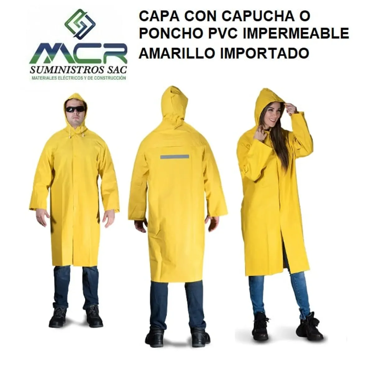 GENERICO - CAPA CON CAPUCHA O PONCHO PVC IMPERMEABLE AMARILLO IMPORTADO