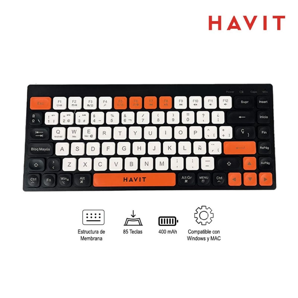 HAVIT - KIT TECLADO Y MOUSE HAVIT KB831WB-SP NARANJANEGRO