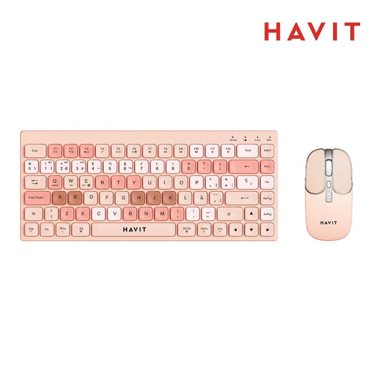 HAVIT - KIT TECLADO Y MOUSE HAVIT KB831WB-SP ROSA BLANCO