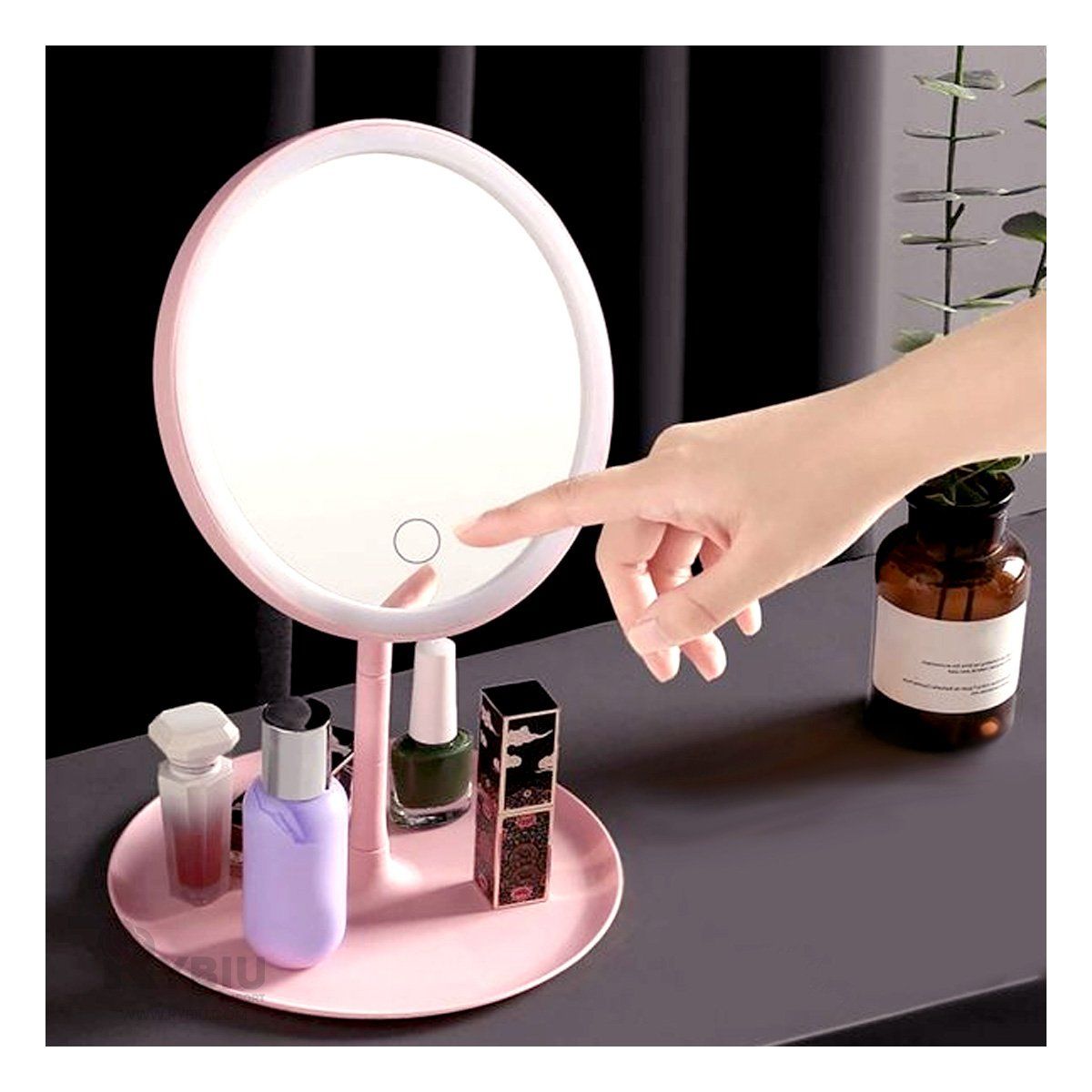 GENERICO - Led Circular de Espejo en Tonalidad Rosado Y+Gift Stickers