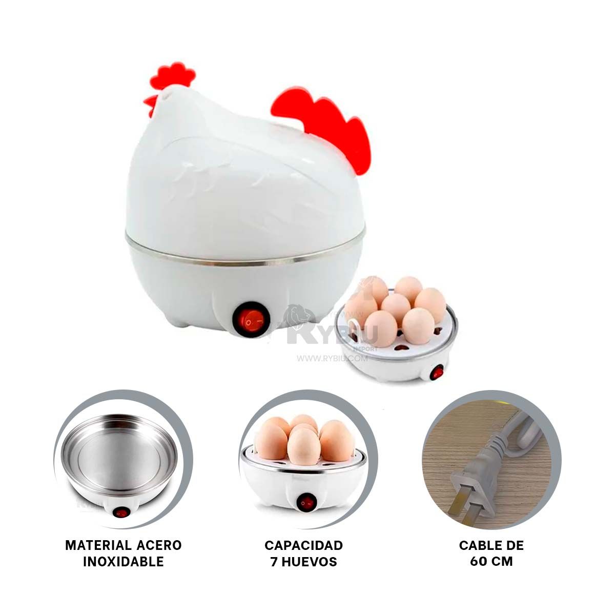 GENERICO - Hervidora Practica de Huevos Blanco Y+Banderitas Adhesivas