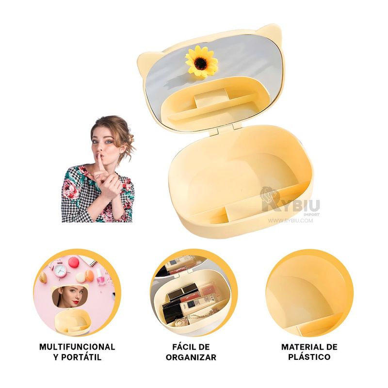 GENERICO - Organizador en Caja con Espejo de Amarillo Y+Gift Stickers