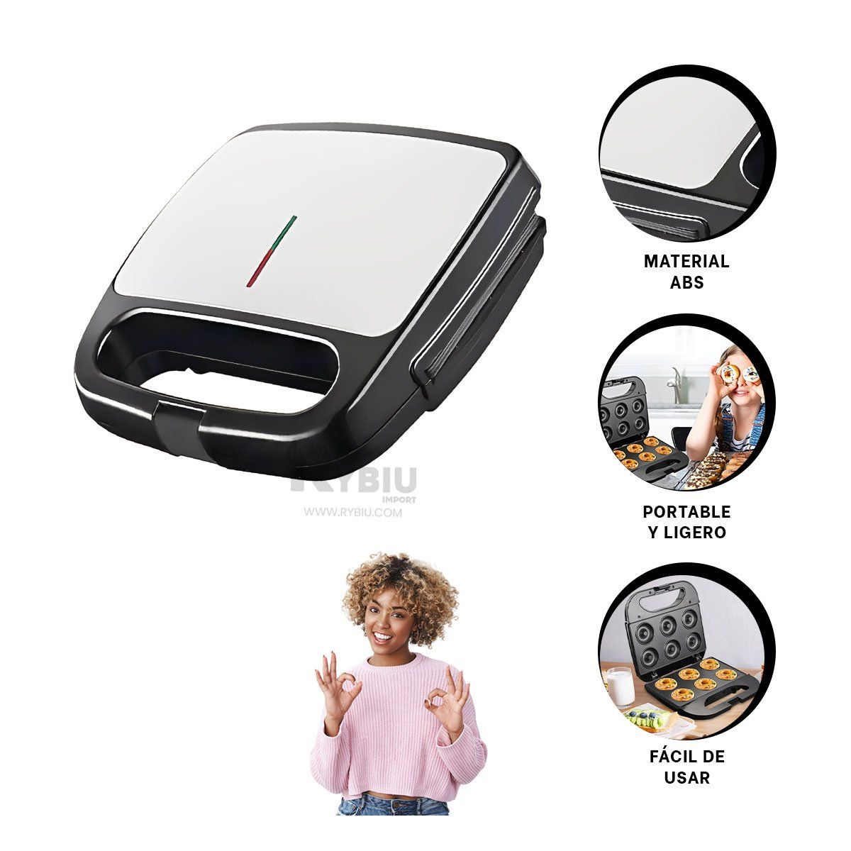 GENERICO - Equipo Perfecto para Preparar Donas Negro Y+Ligas de Regalo.