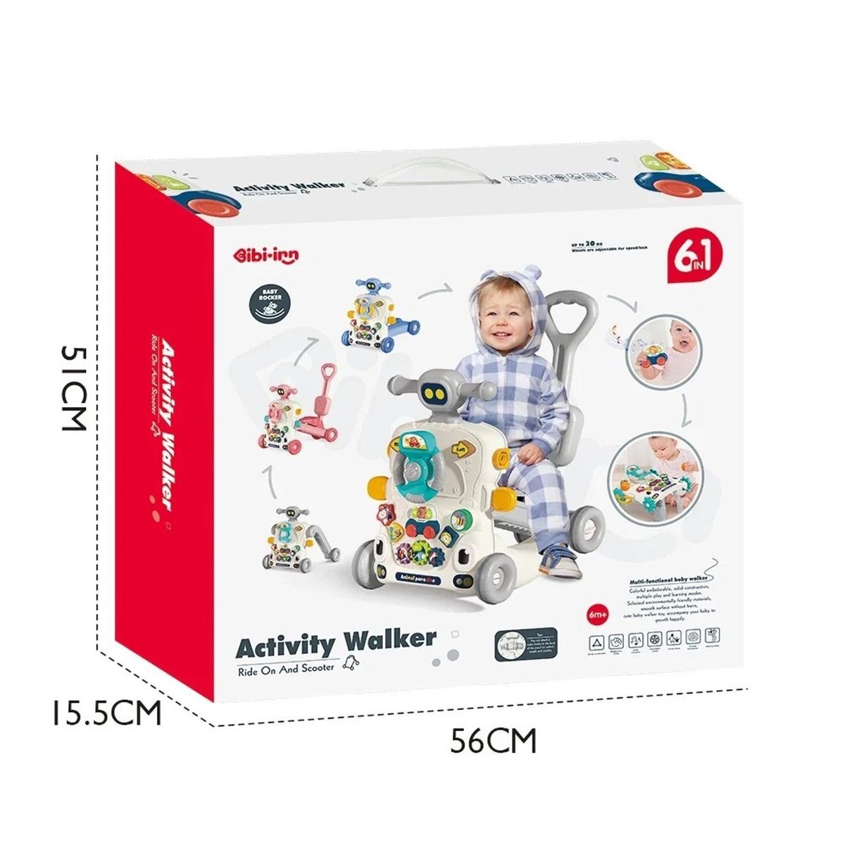 GENERICO - Caminador Musical multifuncional 6 en 1 - Rosado