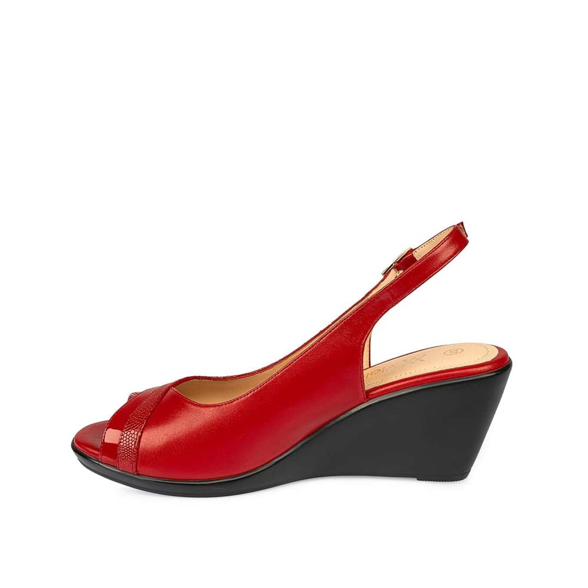 VIALE - Sandalia Peep Toe Casual LINDA-2506 Rojo Viale Cuero