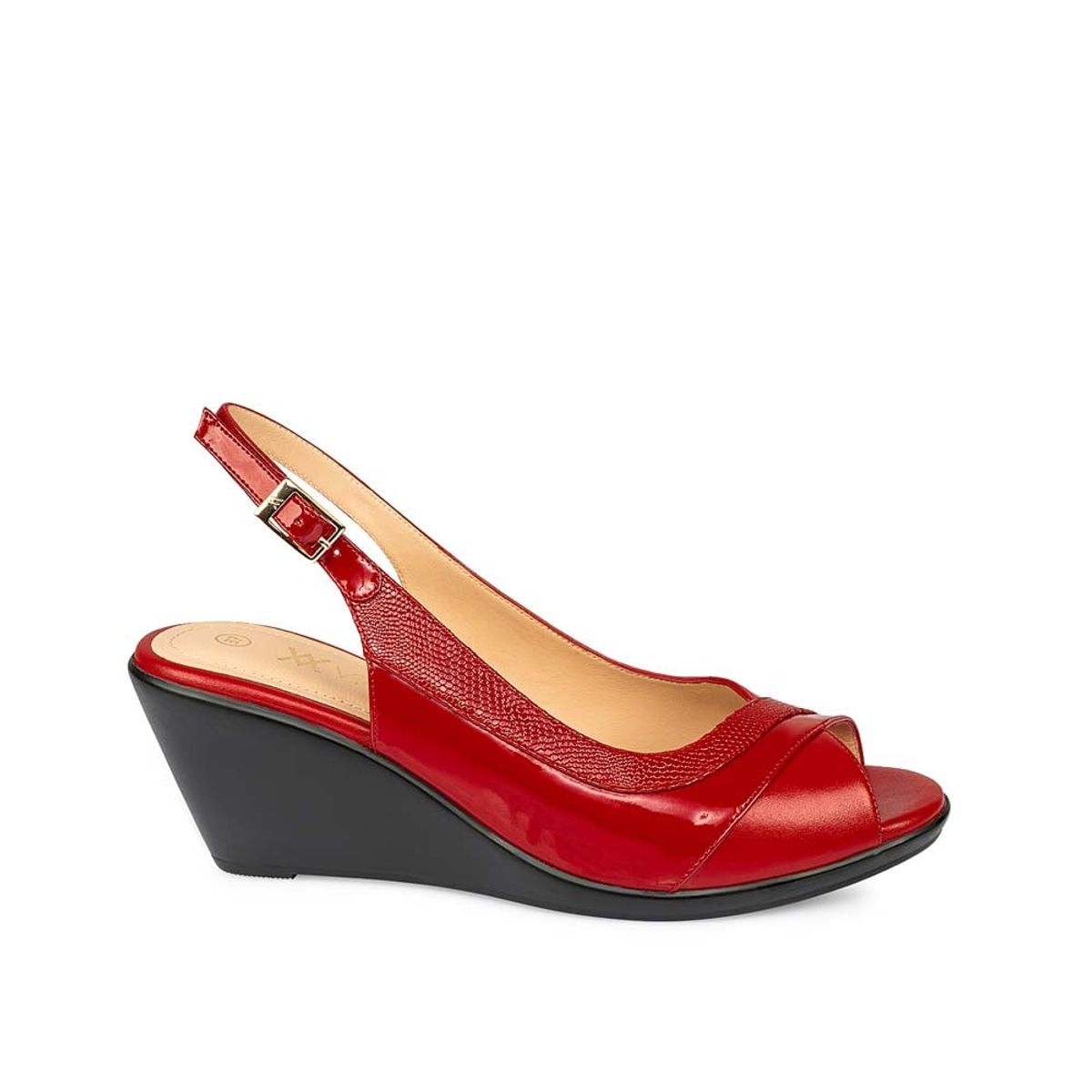 VIALE - Sandalia Peep Toe Casual LINDA-2506 Rojo Viale Cuero
