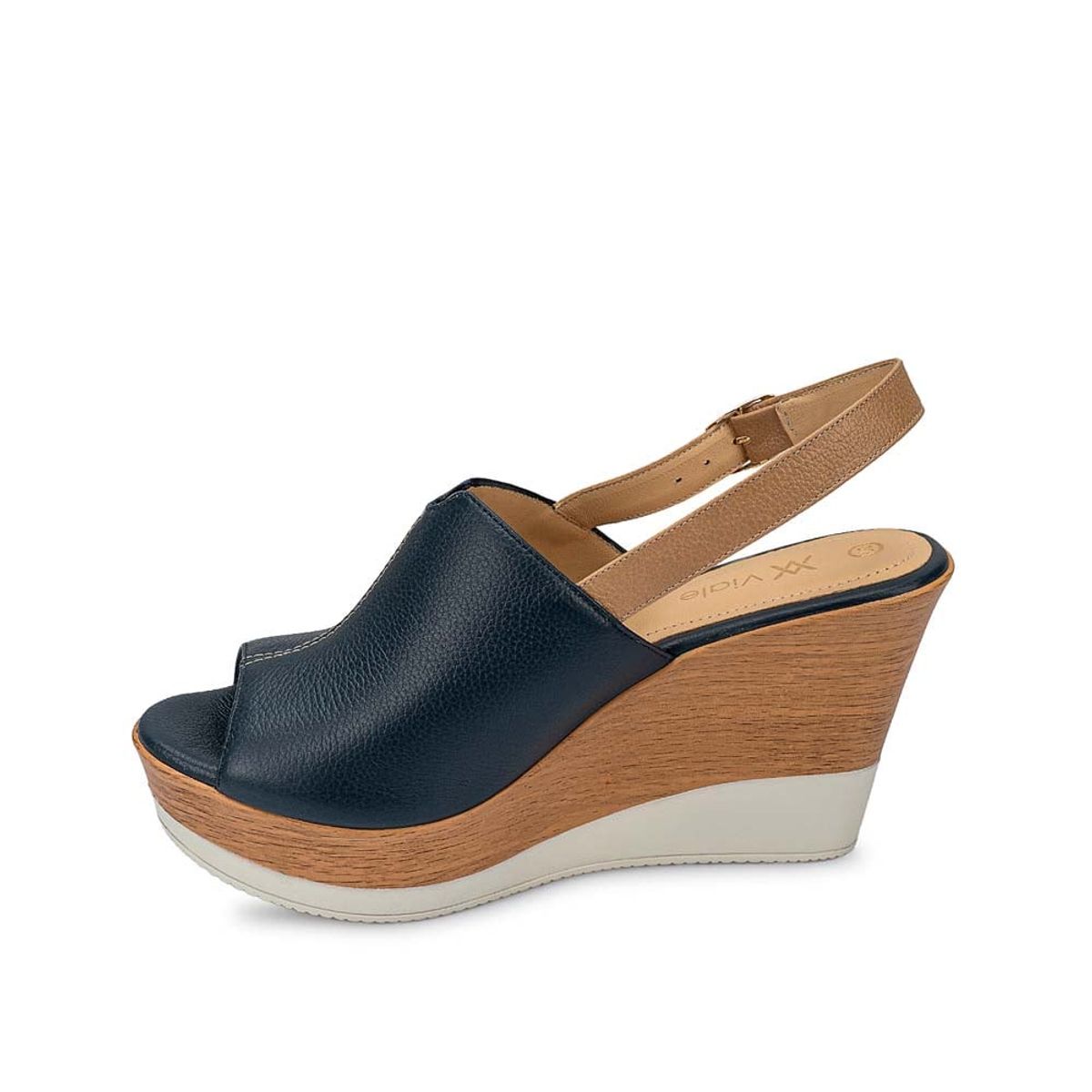 VIALE - Sandalia Sueco Casual SOFI-2509 AzulTrigo Viale Cuero