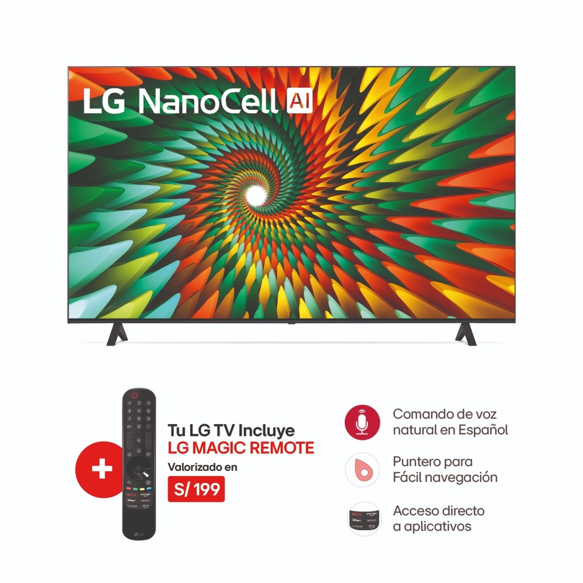 LG - TELEVISOR LG NANOCELL 4K 75 SMART TV CON THINQ AI 75NANO77SRA
